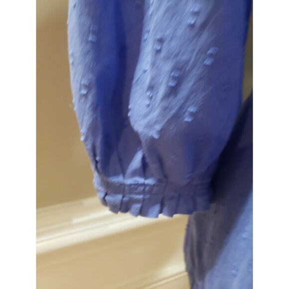 Calvin Klein Womens Blue Solid 100% Cotton Scoop Neck Long Sleeve Top Blouse S - Picture 4 of 11